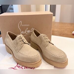 Christian Louboutin New box Men Pablo Flat Lace up shoes 43/10 beige red bottom